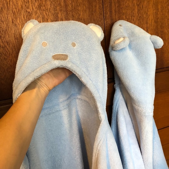 Blue Pink White Carter/'s Bear Baby Hooded Sherpa Blanket